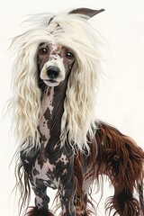 Naklejka premium chinese crested dog with unique look and fluffy legs