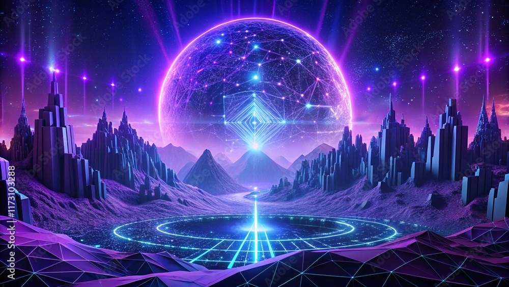 Poster a captivating violet computer technology background featuring intricate big data visualization, a fu