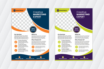 Creative Corporate & Business Flyer Brochure bundle of 2 Template Design abstract business flyer, vector template design.