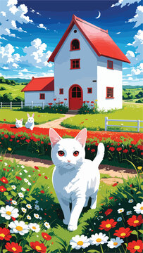 cat and house