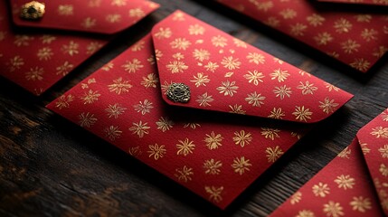 Obraz premium A modern twist on traditional red envelopes with unique patterns