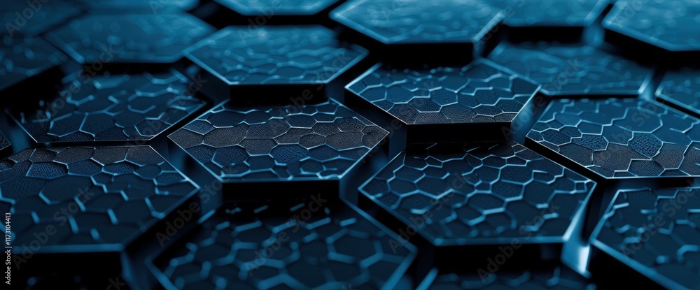 Poster abstract dark blue hexagonal pattern background. (1)