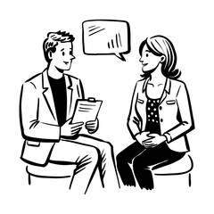 Team discussion hand drawn illustration 

