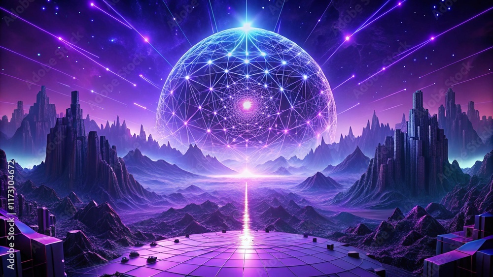 Poster a captivating violet computer technology background featuring intricate big data visualization, a fu