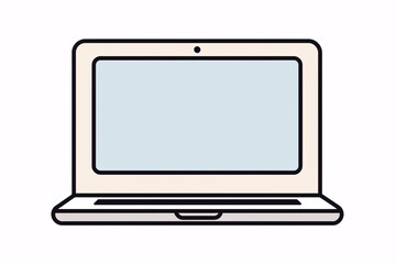 Minimalistic Illustration of a Laptop Computer with Blank Screen Ideal for Technology and Digital Workspace Concepts