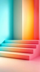 Fototapeta premium Pastel teal orange gradient background, neon glow texture, presentation slide, vibrant tones, Generative AI