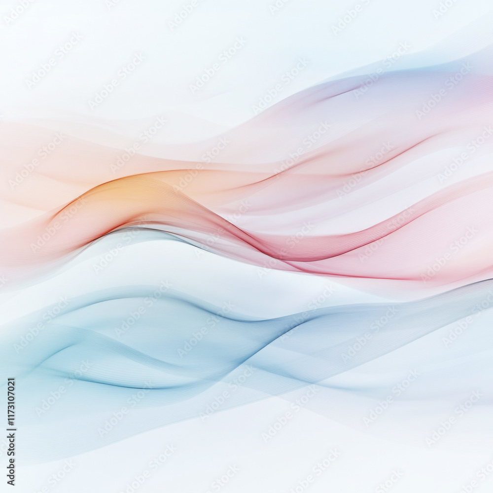 Poster abstract flowing waves in soft pastel colors create a calming visual experience in a serene setting