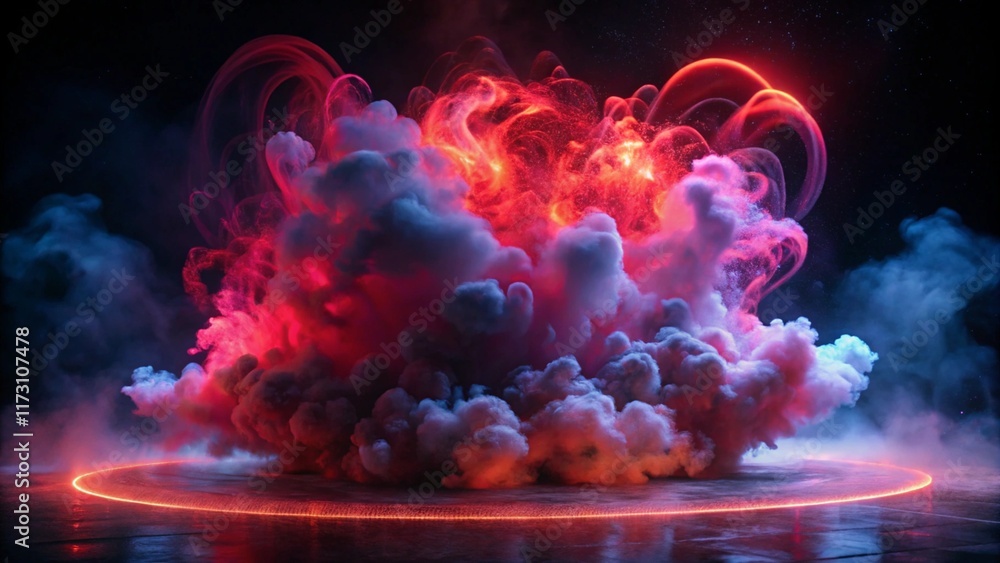 Aufkleber a mesmerizing display of artificial magic smoke swirls and dances in a captivating red light against