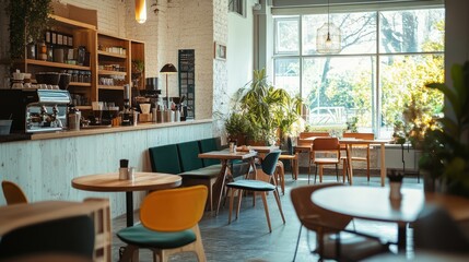 Fototapeta premium Interior of modern cafe, coffee shop