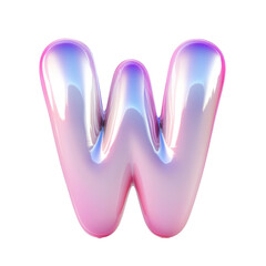 Bubble-style letter W with a soft pink gradient, featuring puffy 3D effect isolated on white