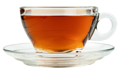 Transparent cup of tea isolated
