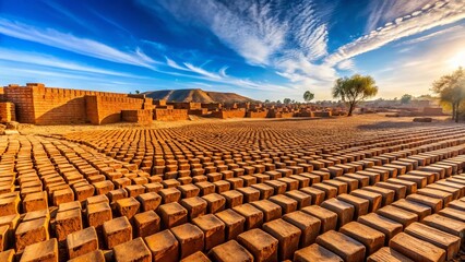 Fototapeta premium African Sun-Dried Bricks: A Panoramic View of Traditional Building Materials