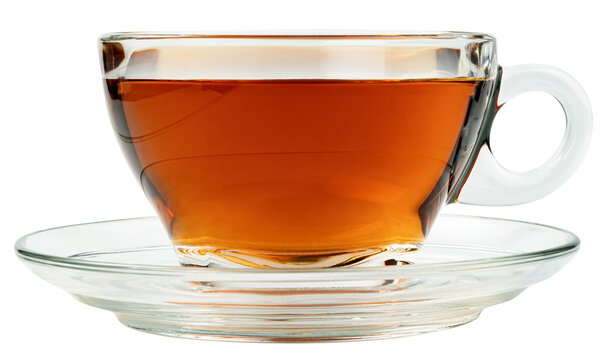Transparent cup of tea isolated