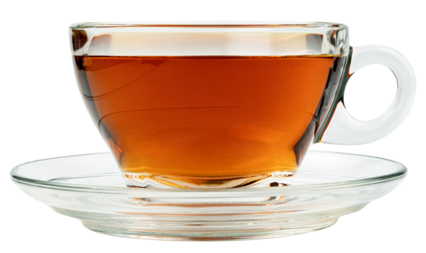Transparent cup of tea isolated