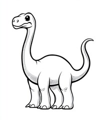 Coloring Page of a Gallimimus Dinosaur in Cartoon Style for Kids