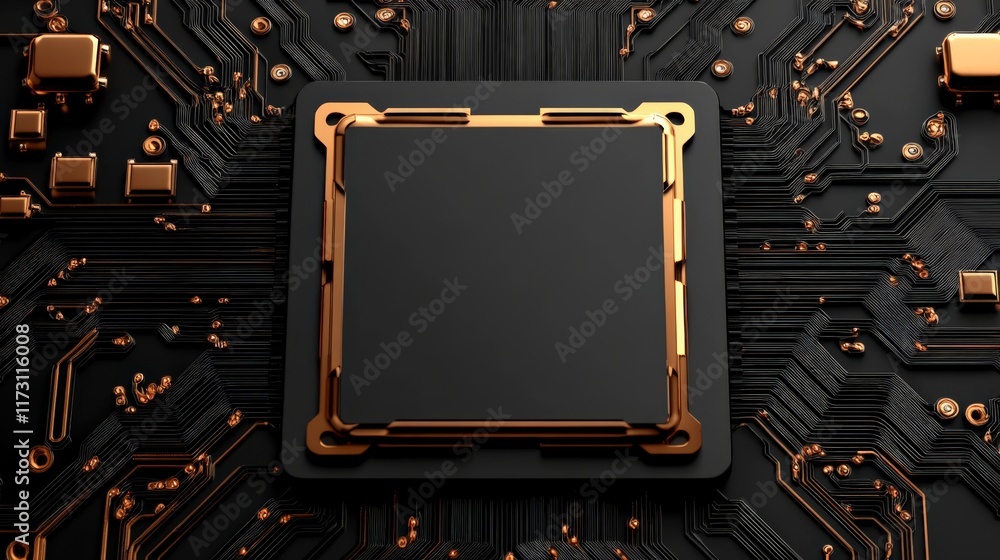 Poster the heart of innovation: a close-up shot of a sophisticated cpu chip, nestled within a network of in