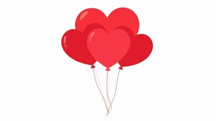 illustration of red heart shaped balloons on white background