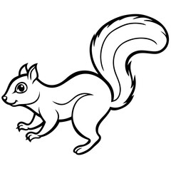 Cute Silhouette of a Squirrel line art vector cartoon illustration