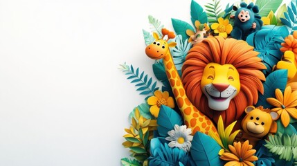 Fototapeta premium Colorful jungle animal design.