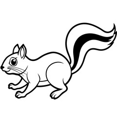 Cute Silhouette of a Squirrel line art vector cartoon illustration