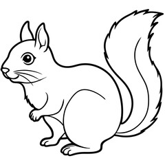 Cute Silhouette of a Squirrel line art vector cartoon illustration