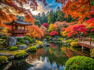 Fototapeta premium Autumn Panorama: Daigoji Temple's Maple Garden, Kyoto, Japan