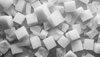 White refined sugar cubes closeup. Texture, background