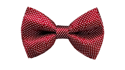 red bow tie with polka dot patterns isolated on white transparent background