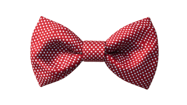 red bow tie with polka dot patterns isolated on white transparent background