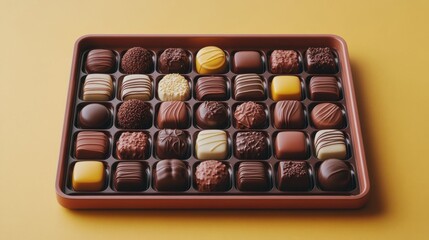 A tray of assorted chocolates.