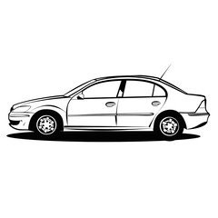 Obraz premium Outline of a car on a white background