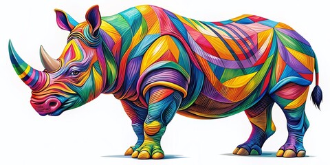 Fototapeta premium Beautiful Rhino Coloring Page Design: Corporate Book & Business Graphic Resource