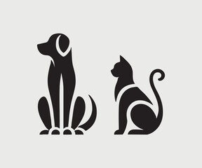 logo featuring the silhouette of a dog and a cat sitting side by side