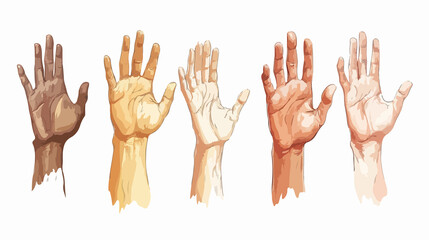 Diverse Multinational Human Hands Vector Illustration for Unity, Teamwork, Equality Concepts