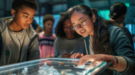 Curious Students Exploring Exhibits on an Educational Field Trip
