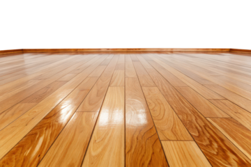 Shiny light brown wood floor isolated with transparent background