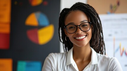Obraz premium Confident Businesswoman Analyzing Growth Projections for Success