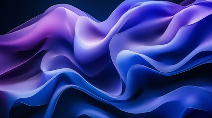 Obraz premium Abstract Blue and Purple Waves: A Serene Digital Art