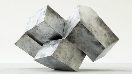 Interlocking Concrete Cubes: A Modern Sculpture