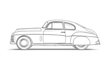 Fototapeta premium Outline of a vintage car on a white background