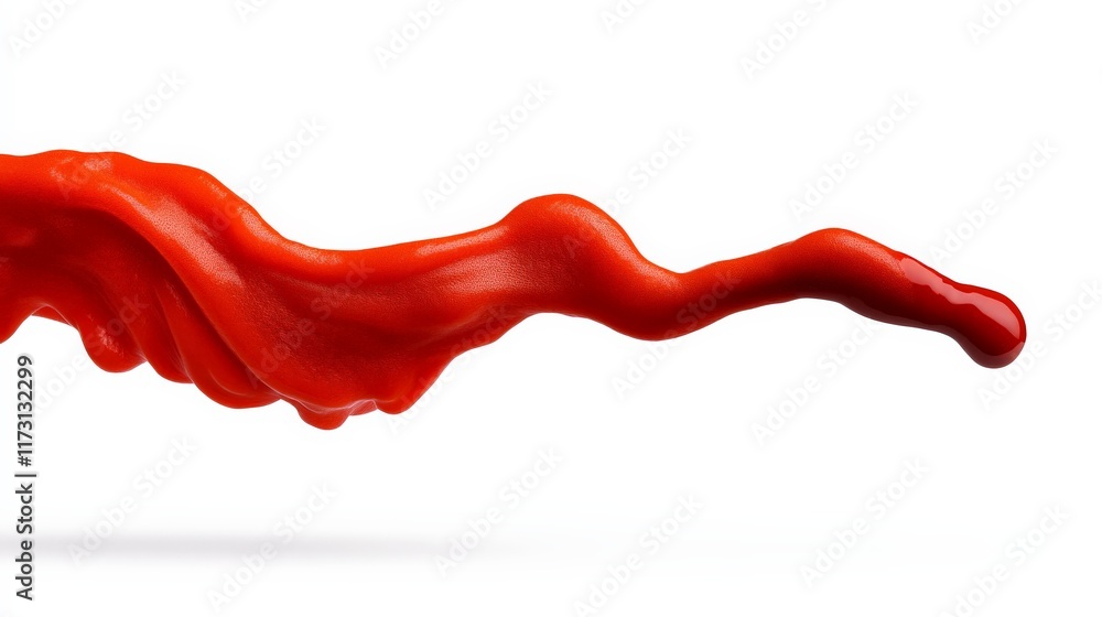 Poster liquid dynamics: a vibrant red liquid, captured in mid-flow, creates an abstract design against a pr