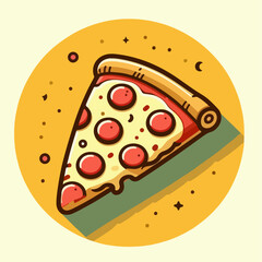 cartoon of pizza, food illustration, pizza vector, pizza