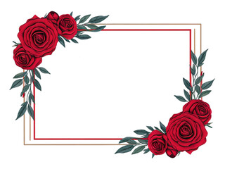 Beautiful Card With Roses, Transparent Background