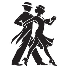 Foxtrot Silhouette Vector Illustration, Solid White Background.