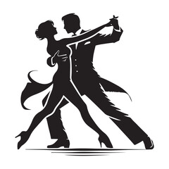 Foxtrot Silhouette Vector Illustration, Solid White Background.