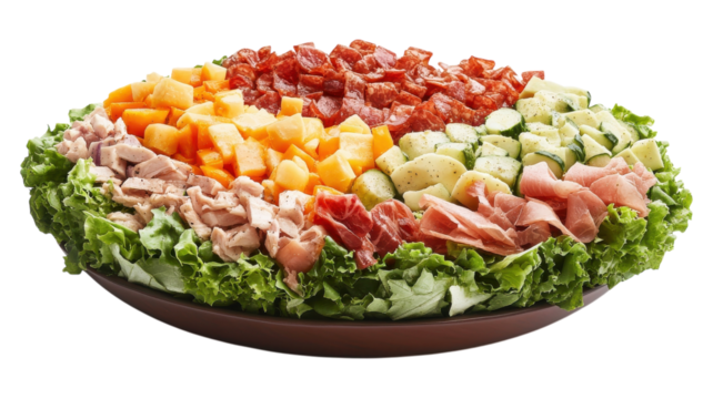 A colorful platter of assorted meats, cheeses, and fresh vegetables arranged on a wooden serving dish for a festive gathering.