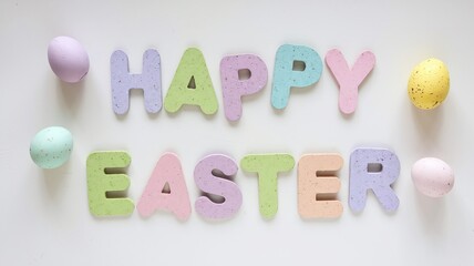Fototapeta premium happy easter card with eggs