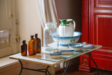 table setting in the bathroom