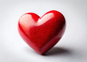 Fototapeta premium Candid Valentine's Day Heart Photo: Red Heart on White Background