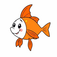 Cute Orange Fish Cartoon Illustration 